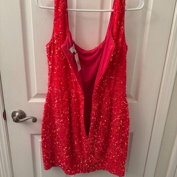 Helsi Rory Stretch Velvet Sequin Mini Dress - French Rose - Large - Picture 4 of 14
